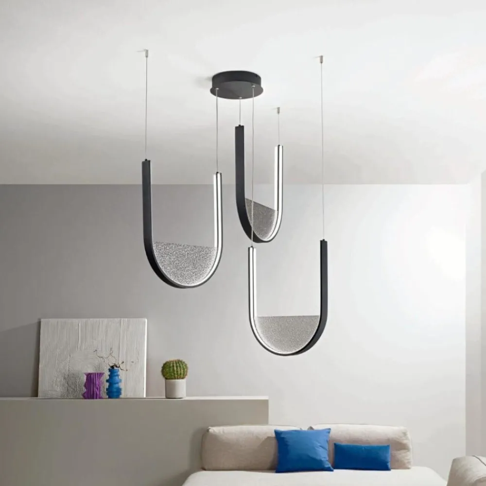 Lampadari Moderni-Ondaluce lotus lampadario nero led dimmerabile vetro fume'