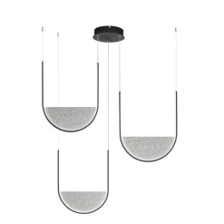 Lampadari Moderni-Ondaluce lotus lampadario nero led dimmerabile vetro fume'