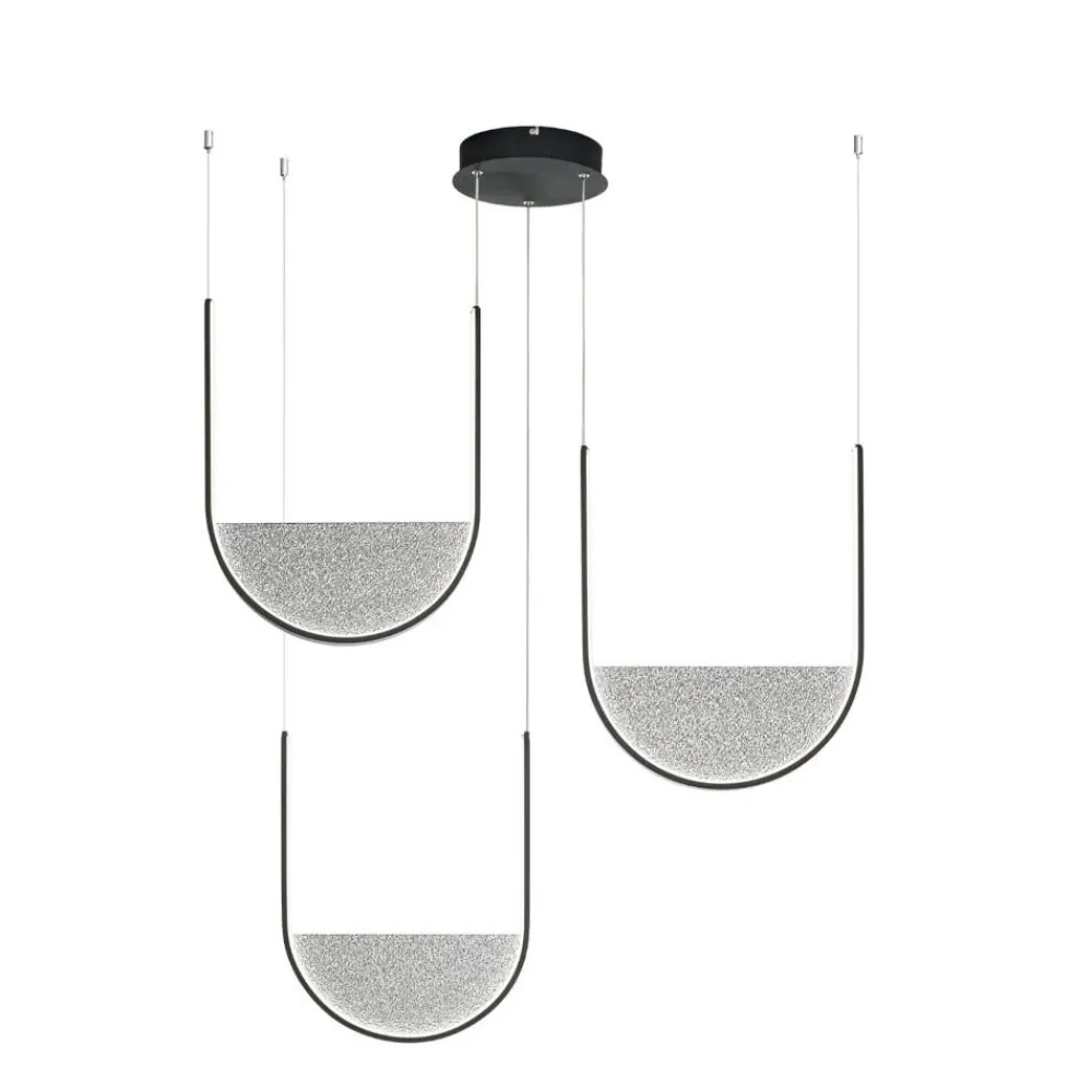 Lampadari Moderni-Ondaluce lotus lampadario nero led dimmerabile vetro fume'