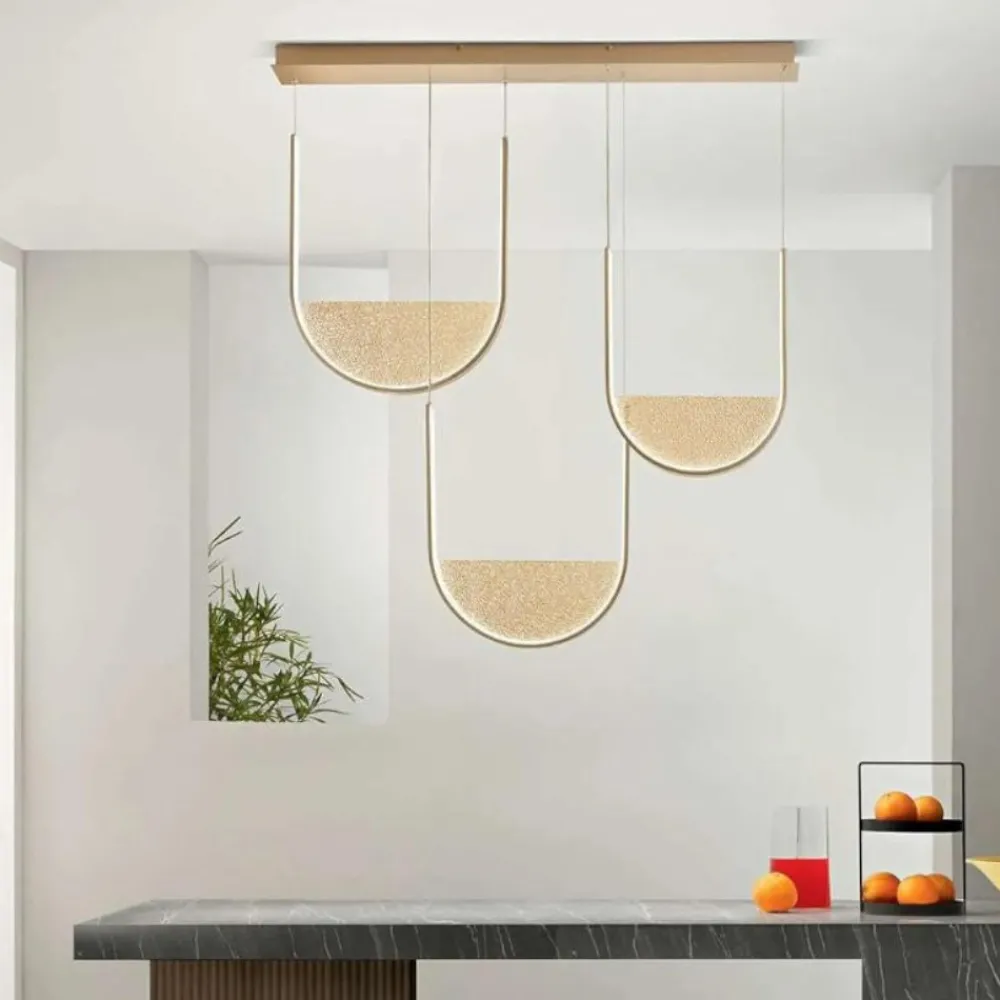 Lampadari Moderni-Ondaluce lotus 3r oro lampadario led moderno vetro ambra