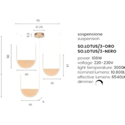 Lampadari Moderni-Ondaluce lotus 3r oro lampadario led moderno vetro ambra