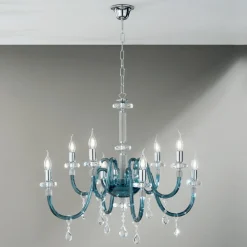 Lampadari Moderni-Ondaluce lp dido lampadario otto bracci cristallo blu ottanio