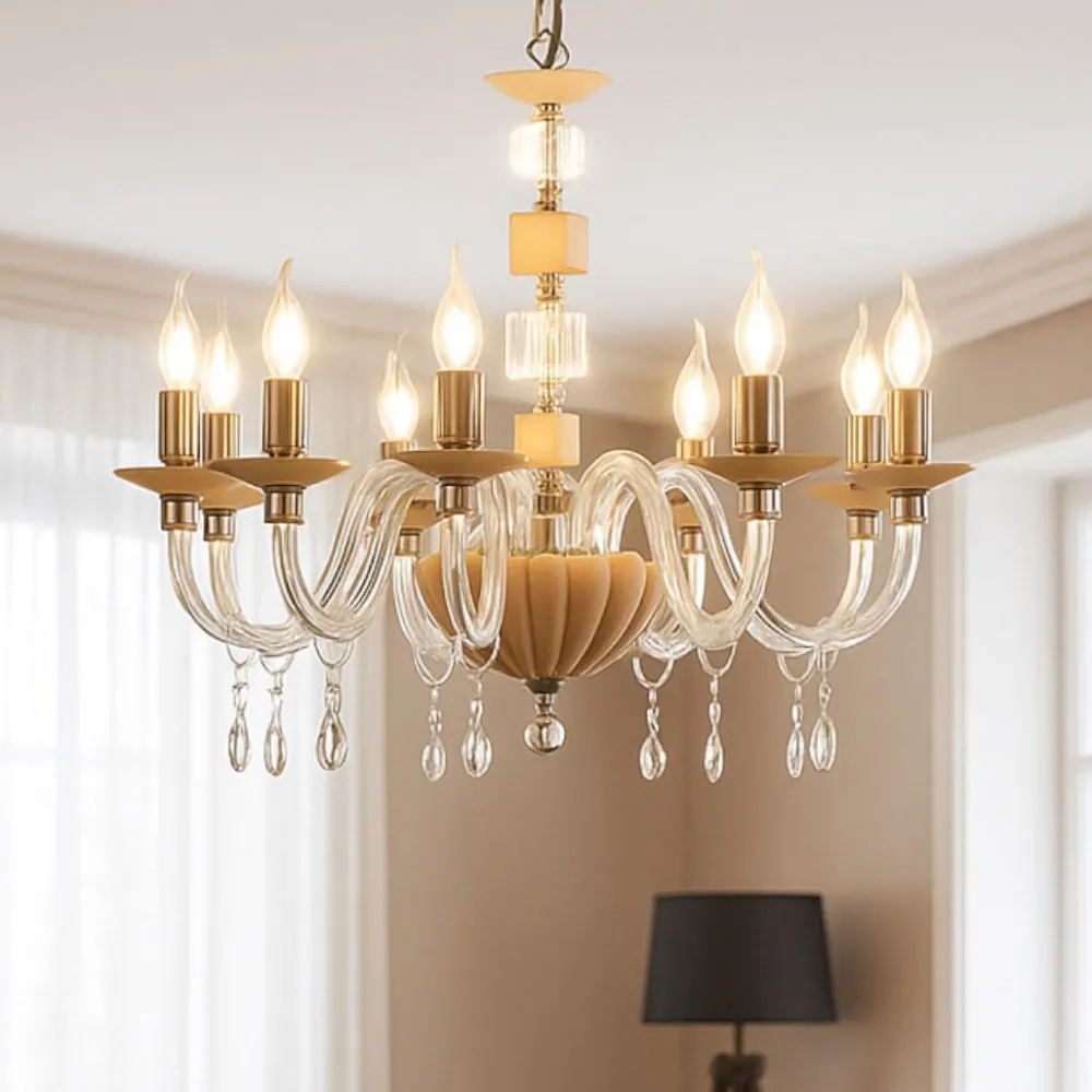 Lampadari Moderni-Ondaluce lp livia lampadario classico 8 bracci vetro dettagli tortora