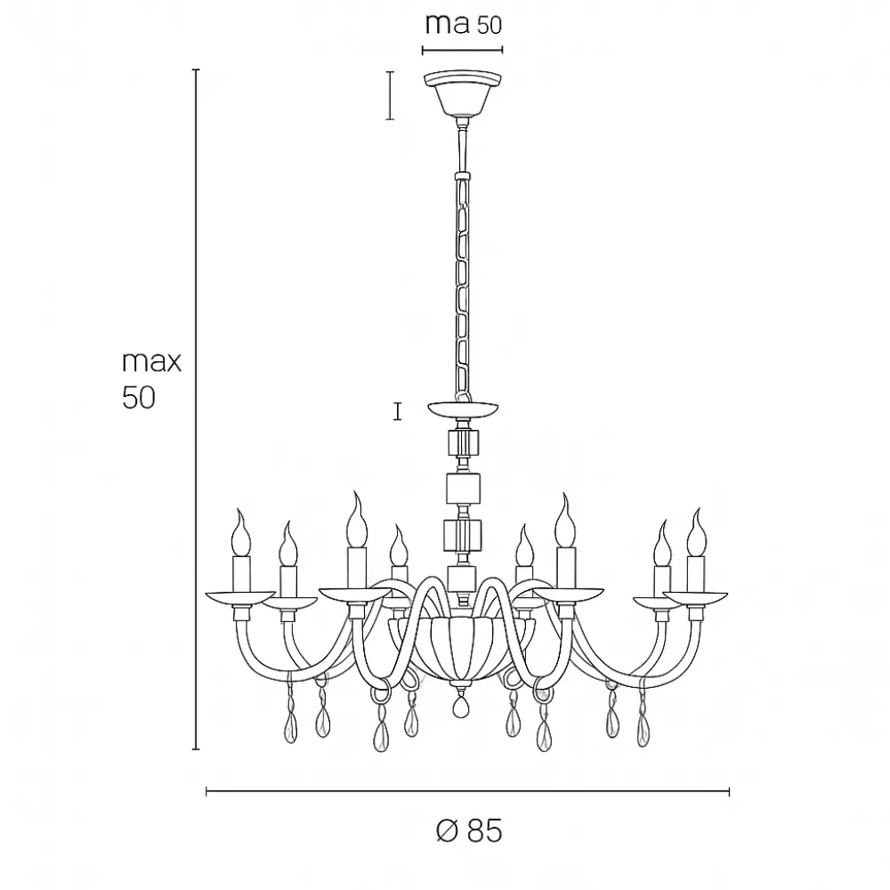 Lampadari Moderni-Ondaluce lp livia lampadario classico 8 bracci vetro dettagli tortora