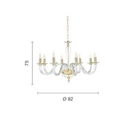 Lampadari Moderni-Ondaluce lp ravel lampadario classico 8 bracci vetro dettagli metallo oro