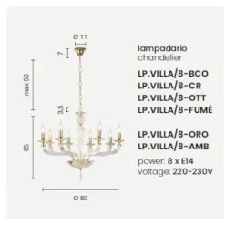 Lampadari Moderni-Ondaluce lp villa lampadario vetro bianco per salotto