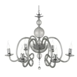 Lampadari Moderni-Ondaluce lp vivaldi 6 braccia vetro grigio fumo per salotto contemporaneo