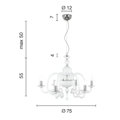 Lampadari Moderni-Ondaluce lp vivaldi 6 braccia vetro grigio fumo per salotto contemporaneo