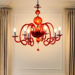 Lampadari Moderni-Ondaluce lp vivaldi lampadario classico 6 bracci vetro rubino classico