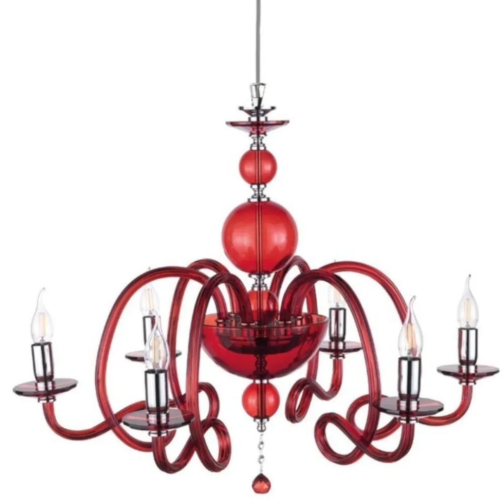 Lampadari Moderni-Ondaluce lp vivaldi lampadario classico 6 bracci vetro rubino classico