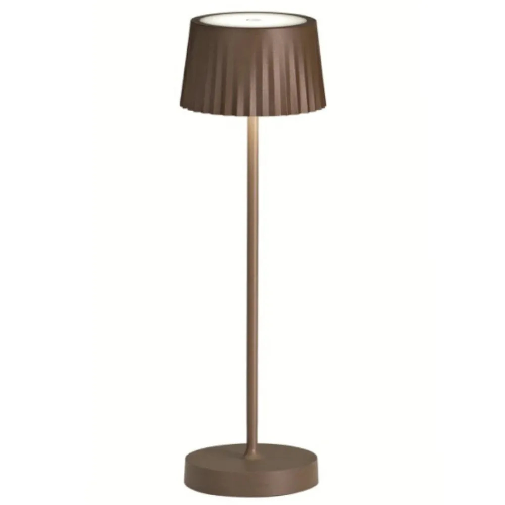 Lampade Da Tavolino Esterno-Ondaluce lt macao lampada da tavolo corten per esterno led touch dimmer
