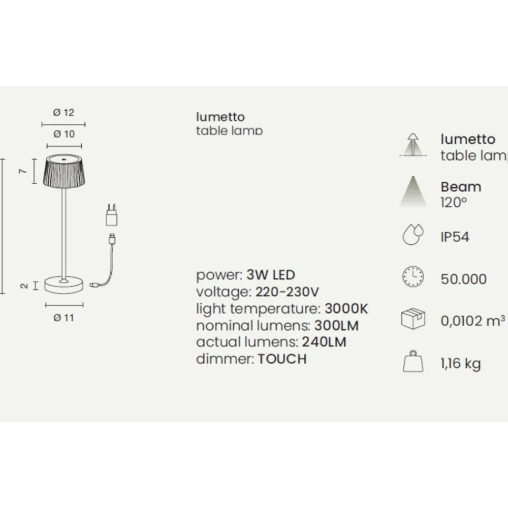Lampade Da Tavolino Esterno-Ondaluce lt macao lampada da tavolo corten per esterno led touch dimmer