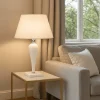 Lampade Da Tavolo-Ondaluce lt ravel lampada da tavolo vetro bianco paralume tessuto contemporanea