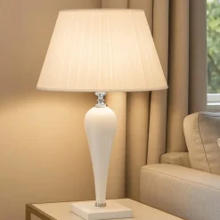 Lampade Da Tavolo-Ondaluce lt ravel lampada da tavolo vetro bianco paralume tessuto contemporanea