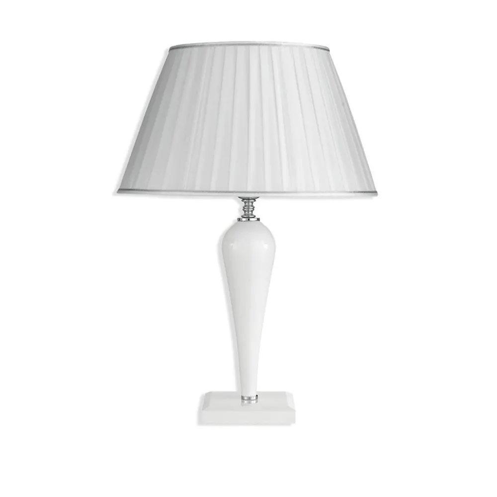 Lampade Da Tavolo-Ondaluce lt ravel lampada da tavolo vetro bianco paralume tessuto contemporanea