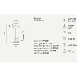 Lampade Da Tavolino Esterno-Ondaluce lt tap lampada da tavolo portatile blu led ip54