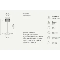 Lampade Da Tavolino Esterno-Ondaluce macao lampada da tavolo senza cavo ip54 led 300ok