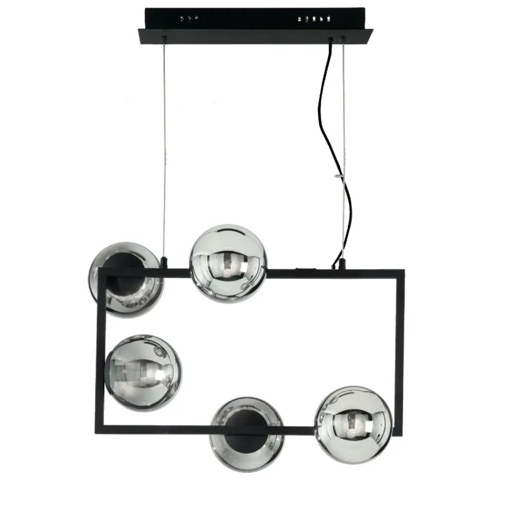 Lampadari Moderni-Ondaluce monile 5 lampadario nero moderno sfere di vetro