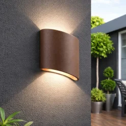 Applique Da Esterno-Ondaluce nevio applique per esterno corten curva led 4000k biemissione ip54