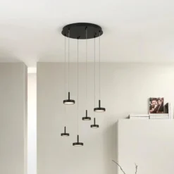 Lampadari Cucina-Ondaluce nina lampadario da cucina nero 6 luci led 3000k dimmerabile
