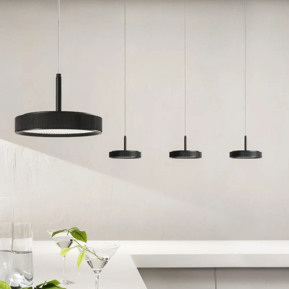 Lampadari Cucina-Ondaluce nina lampadario da cucina nero 6 luci led 3000k dimmerabile