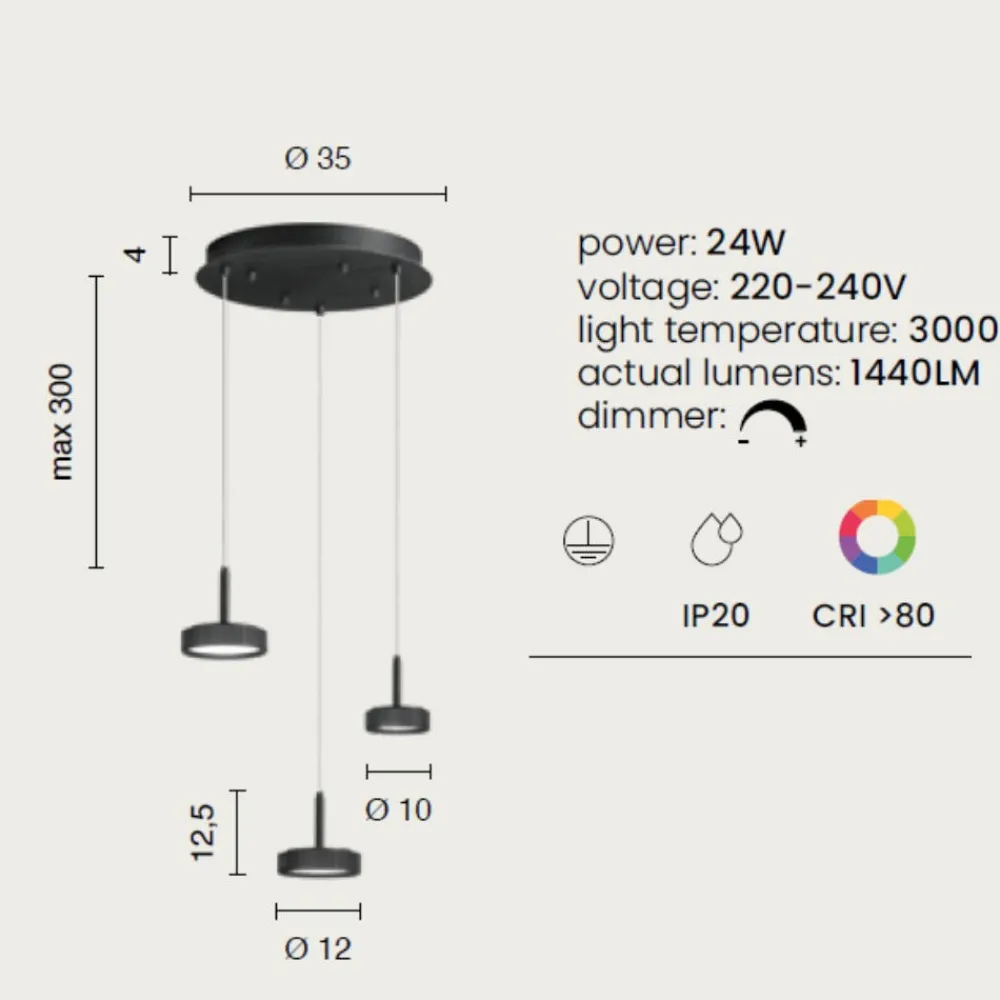 Lampadari Cucina-Ondaluce nina lampadario da cucina a tre luci oro led 24w 3000k dimmerabile