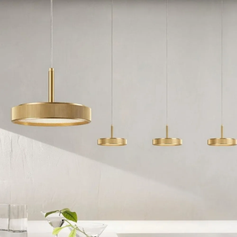 Lampadari Cucina-Ondaluce nina lampadario da cucina a tre luci oro led 24w 3000k dimmerabile