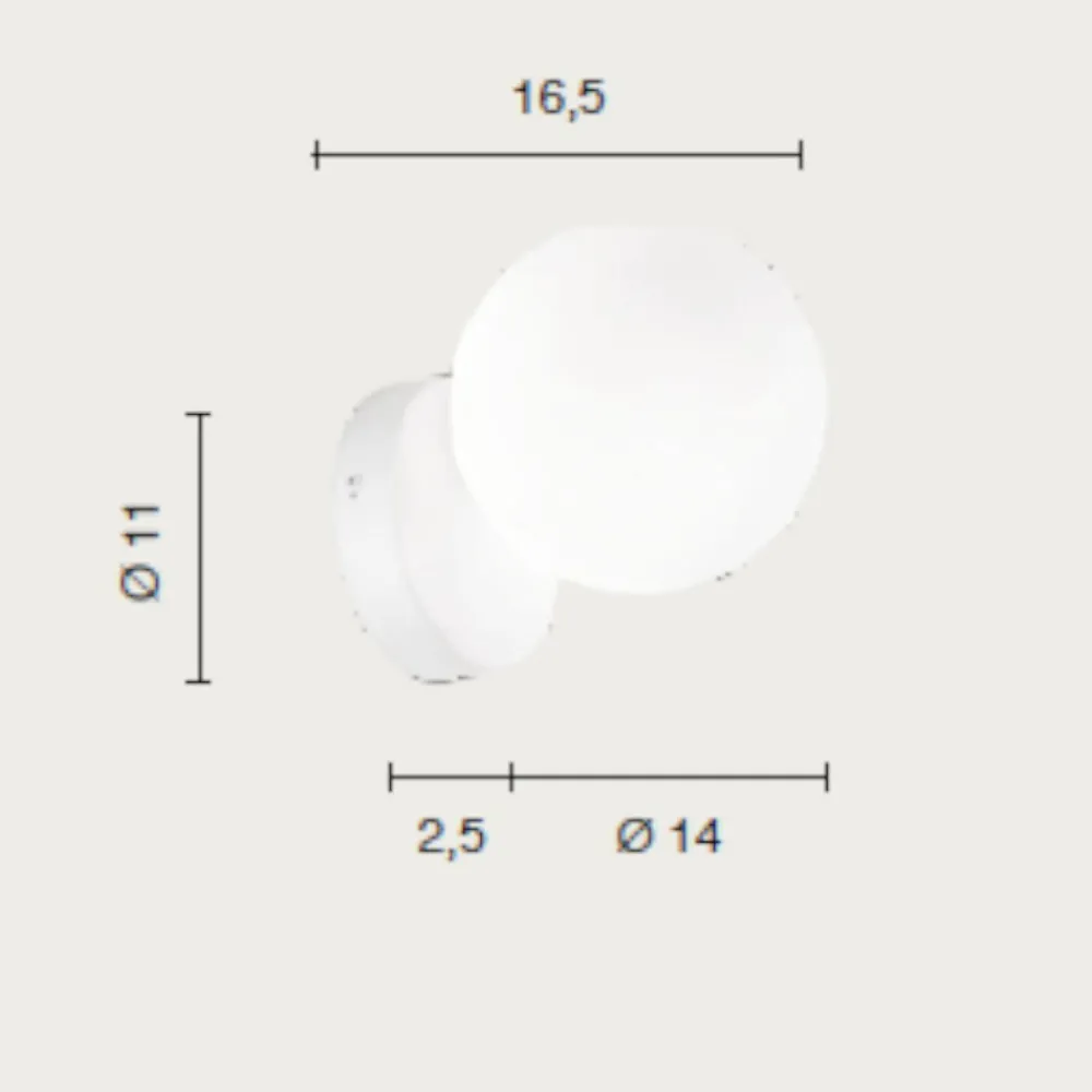 Applique Da Parete-Ondaluce pallina applique boccia vetro bianco