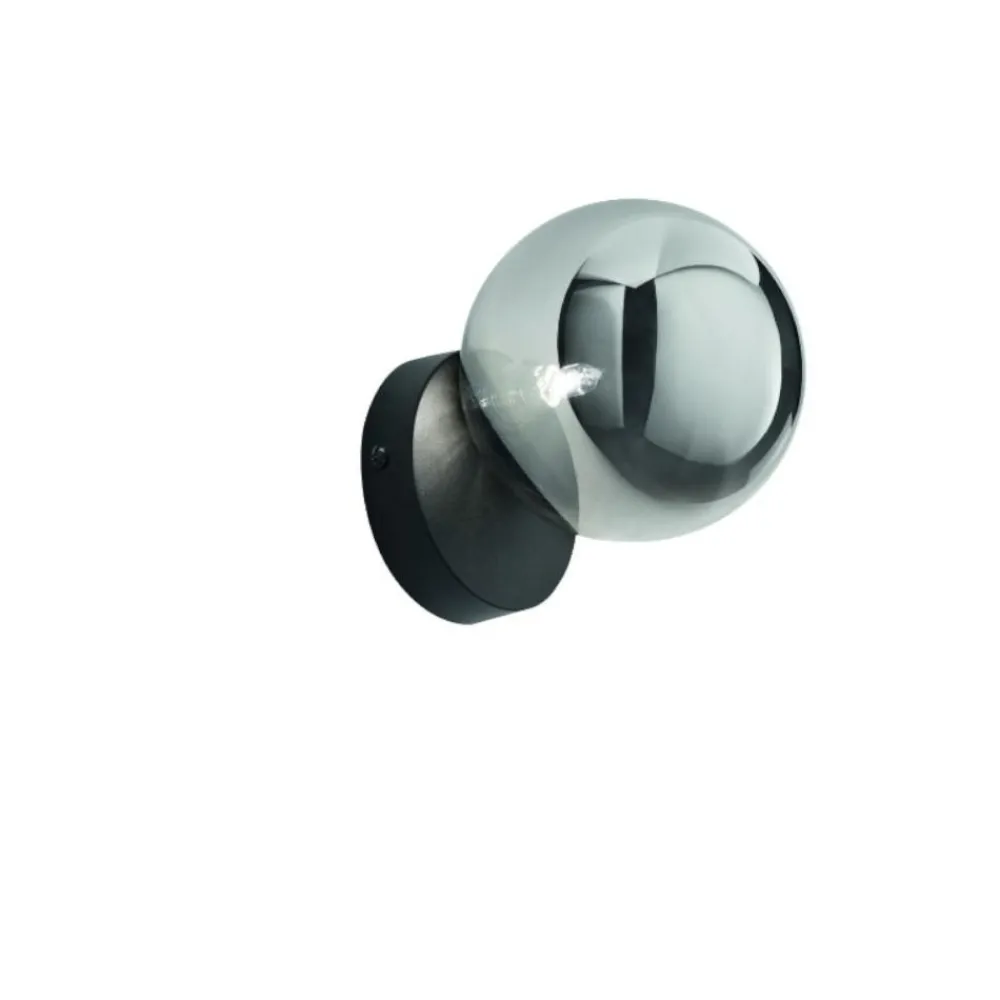 Applique Camera Da Letto-Ondaluce pallina applique camera da letto nera sfera vetro trasparente