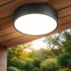 Plafoniere Da Esterno-Ondaluce patio plafoniera rotonda esterno antracite led 4000k ip54