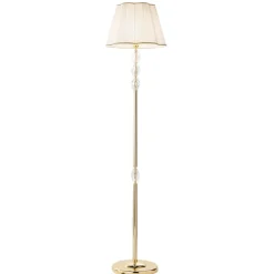 Lampade Da Terra-Ondaluce piantana classica brigida colore oro con cristalli