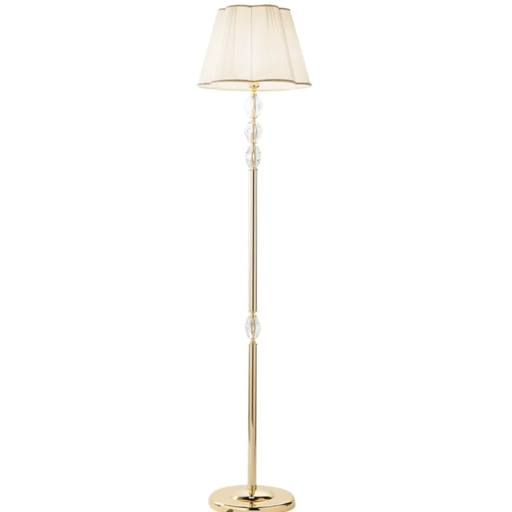 Lampade Da Terra-Ondaluce piantana classica brigida colore oro con cristalli