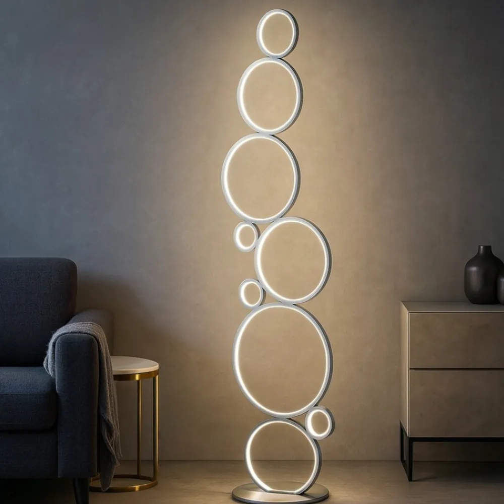 Lampade Da Terra-Ondaluce piantana pt pois silver moderna