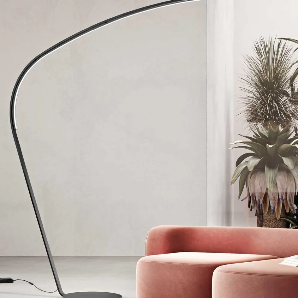 Lampade Da Terra-Ondaluce piantana style nera moderna per soggiorno led 3000k