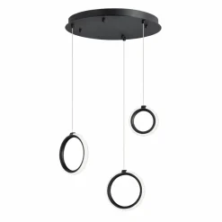 Lampadari Moderni-Ondaluce pinta lampadario a 3 luci pendenti moderno nero anelli led 3000k dimmerabile
