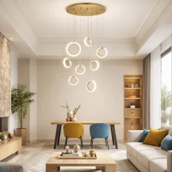 Lampadari Moderni-Ondaluce pinta lampadario a sospensione oro 8 luci led 48w 3000k dimmerabile