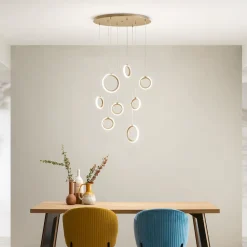 Lampadari Moderni-Ondaluce pinta lampadario a sospensione oro 8 luci led 48w 3000k dimmerabile