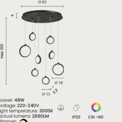Lampadari Moderni-Ondaluce pinta lampadario a sospensione oro 8 luci led 48w 3000k dimmerabile