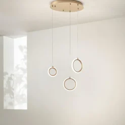Lampadari Moderni-Ondaluce pinta lampadario moderno oro a tre luci led 25w 30000k dimmerabile