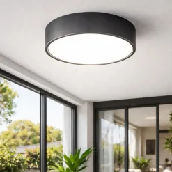 Plafoniere Da Esterno-Ondaluce plafoniera da esterno patio rotonda antracite led 10w 3000k