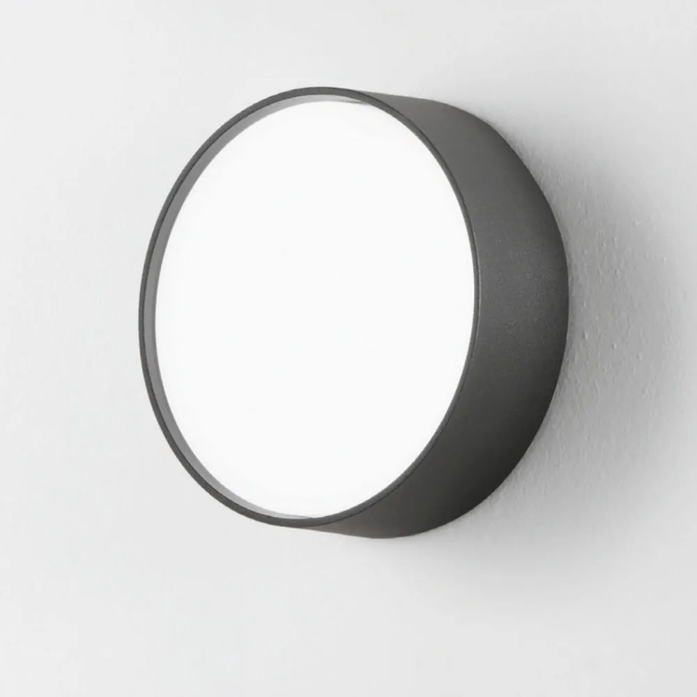 Plafoniere Da Esterno-Ondaluce plafoniera da esterno patio rotonda antracite led 10w 3000k