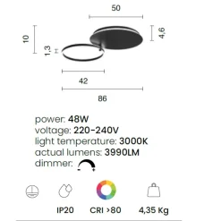 Plafoniere Moderne-Ondaluce plafoniera moderna sabe oro led 48w 3000k dimmerabile orientabile