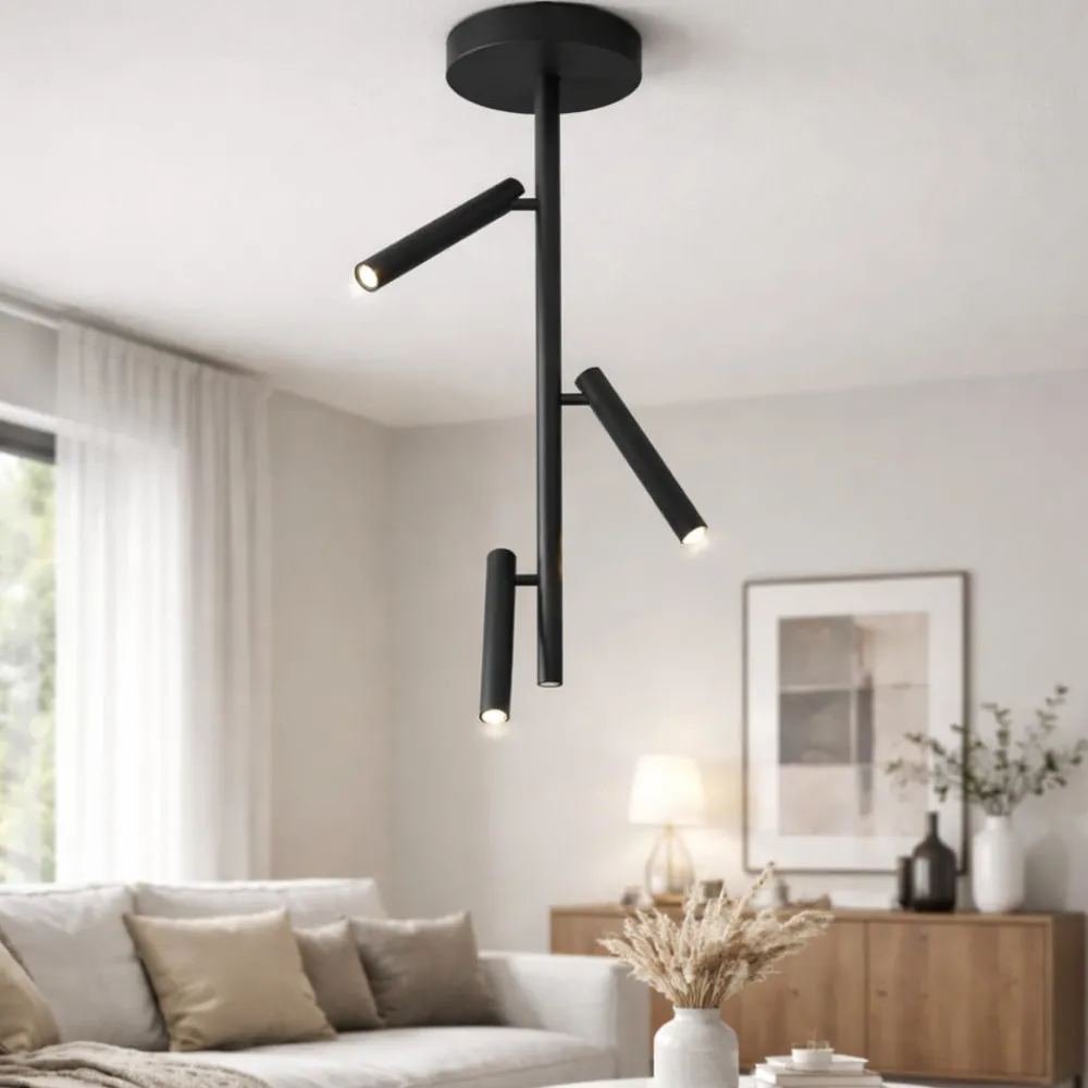 Plafoniere Moderne-Ondaluce plafoniera moderna teddy nera 3 luci orientabili led 3000k dimmerabile