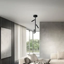 Plafoniere Moderne-Ondaluce plafoniera moderna teddy nera 3 luci orientabili led 3000k dimmerabile