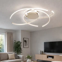 Plafoniere Moderne-Ondaluce plafoniera soffira oro design moderno led 80w dimmerabile 3000k