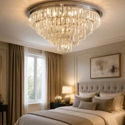 Plafoniere Moderne-Ondaluce pl castle plafoniera camera da letto cristalli pendenti cromo