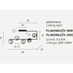 Plafoniere Moderne-Ondaluce pl monile plafoniera moderna nera 5 luci sfere vetro