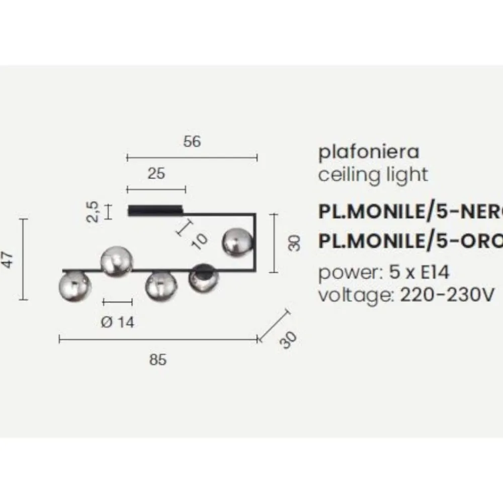 Plafoniere Moderne-Ondaluce pl monile plafoniera moderna nera 5 luci sfere vetro