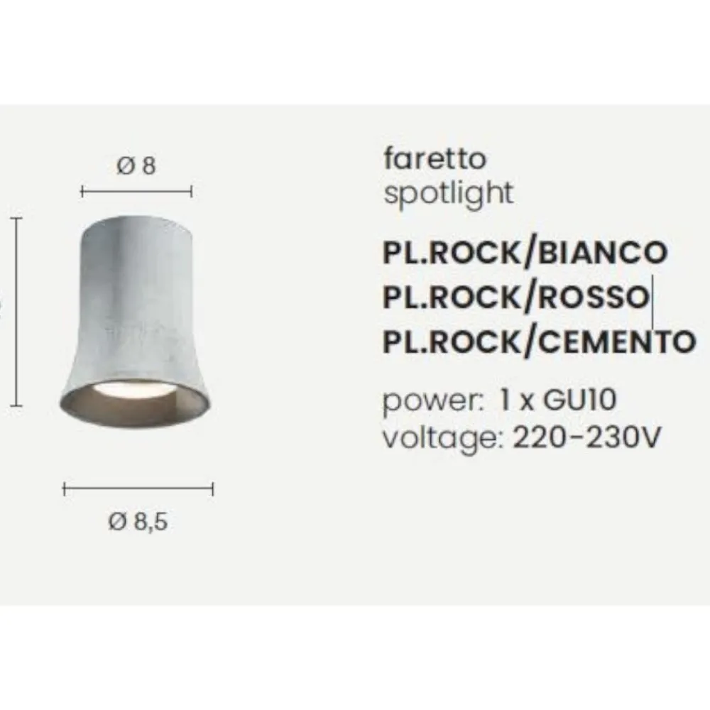 Faretti Da Soffitto-Ondaluce pl rock faretto da soffitto in cemento grigio