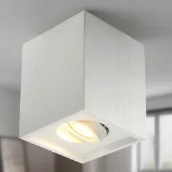 Faretti Da Soffitto-Ondaluce pl sirta faretto in gesso quadrato orientabile bianco